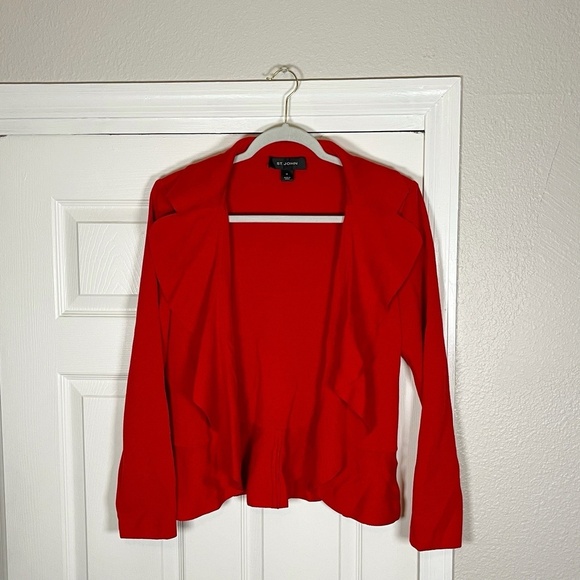 St. John Knit Blazer Jacket Womens 10 Cardigan Sweater Luxury Designer